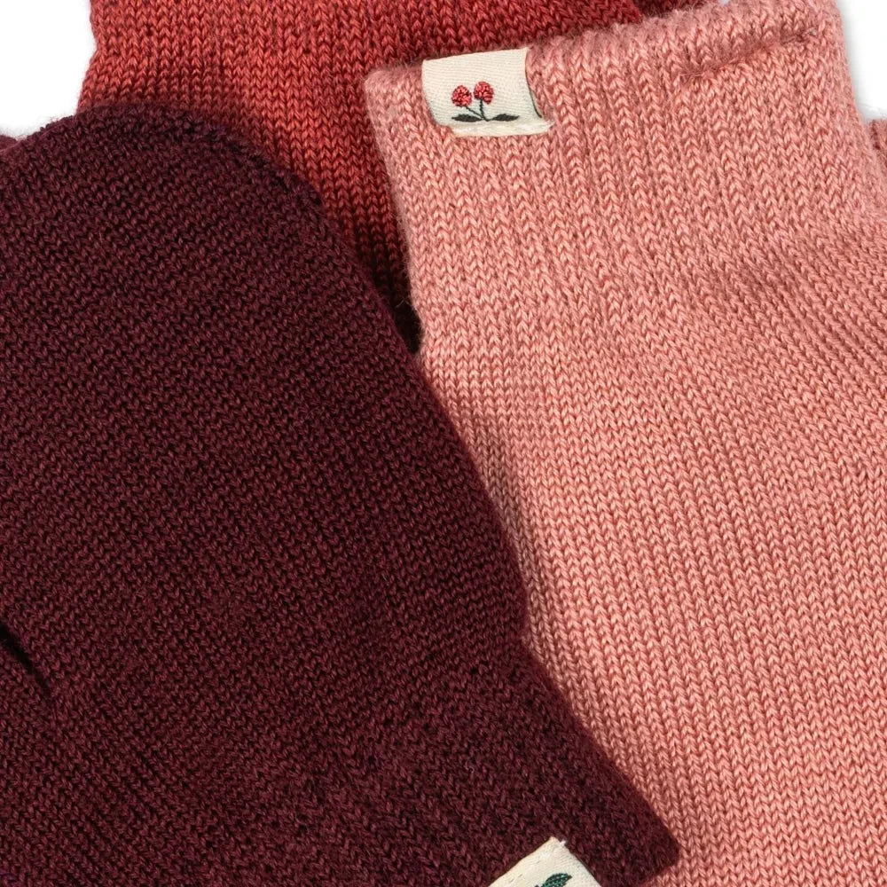 Konges Sløjd - Set de 3 pares de guantes de lana Filla | Rosa