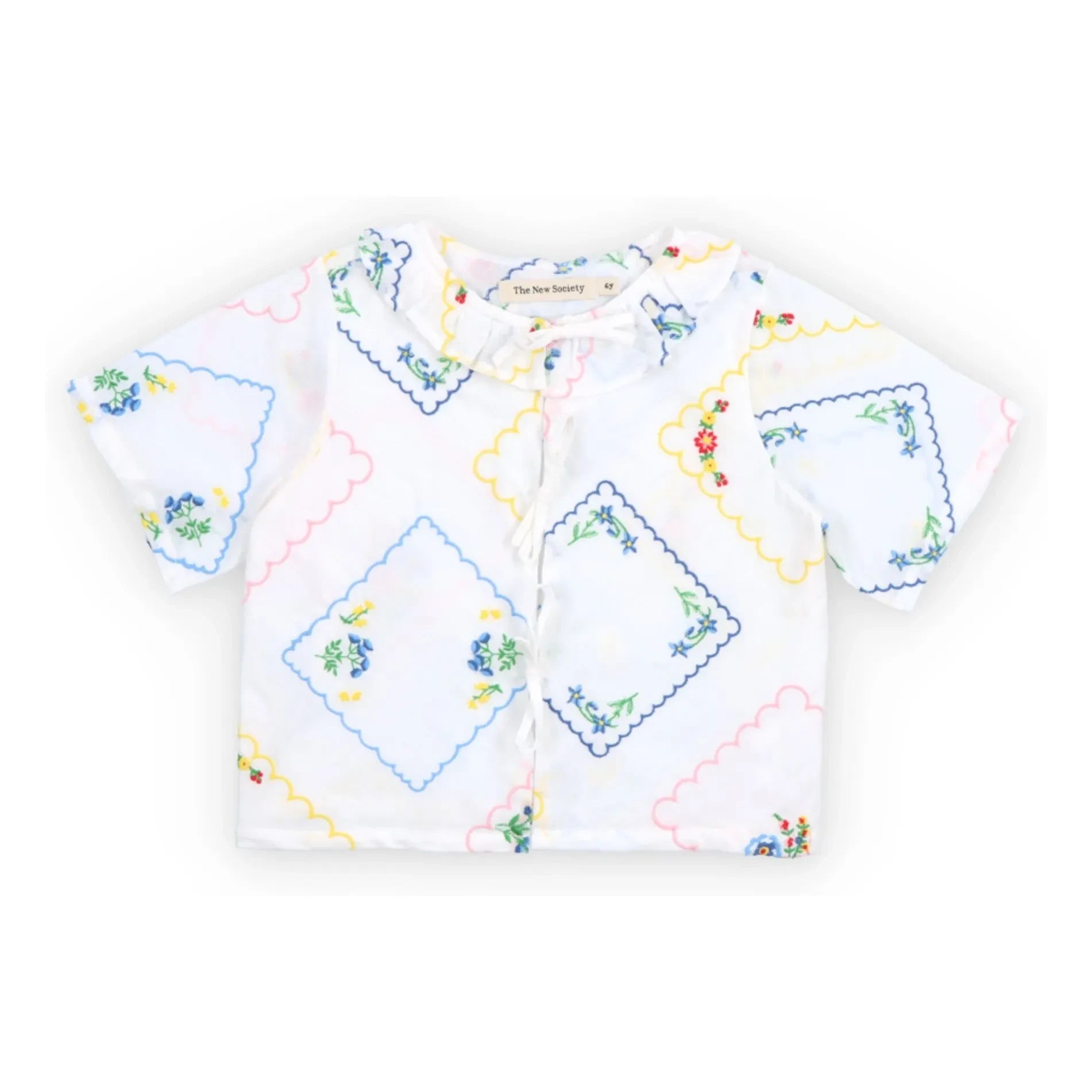 the new society - Blusa para atar bordada con jacintos | Blanca