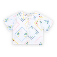 the new society - Blusa para atar bordada con jacintos | Blanca