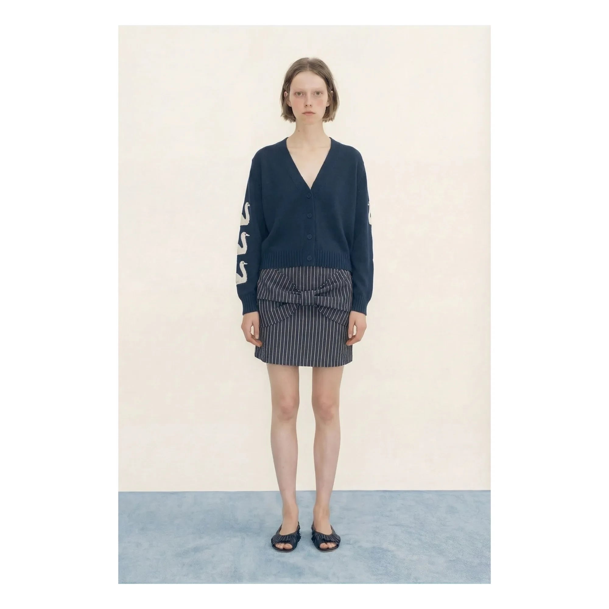 The Tiny Big Sister - Cardigan de cisne de algodón | Azul marino