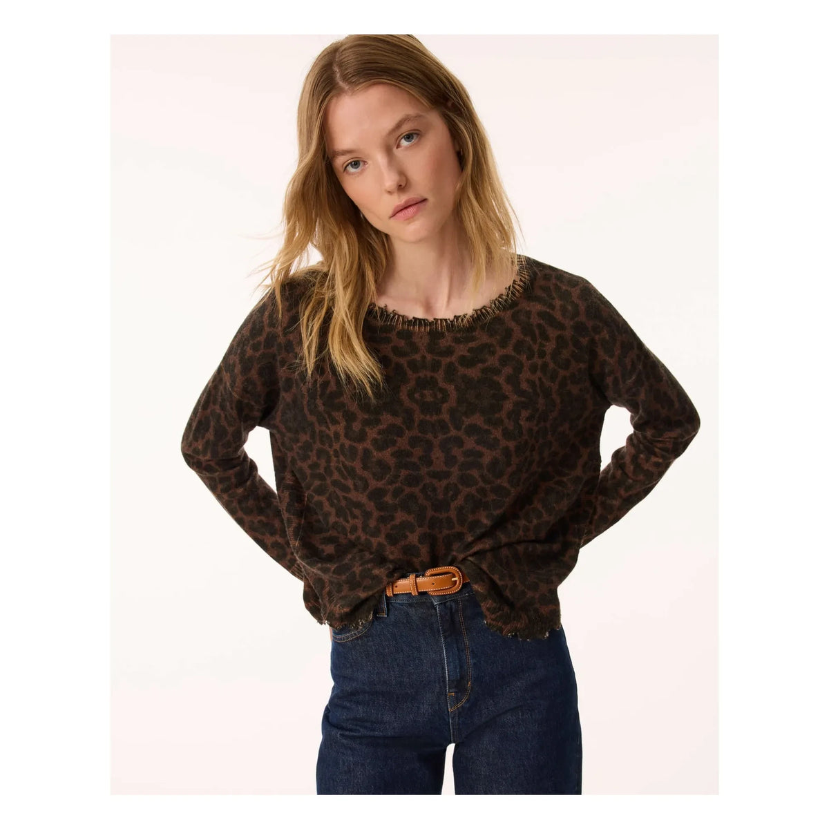Kujten - Jersey de Cachemira Leopardo Melah | Marrón
