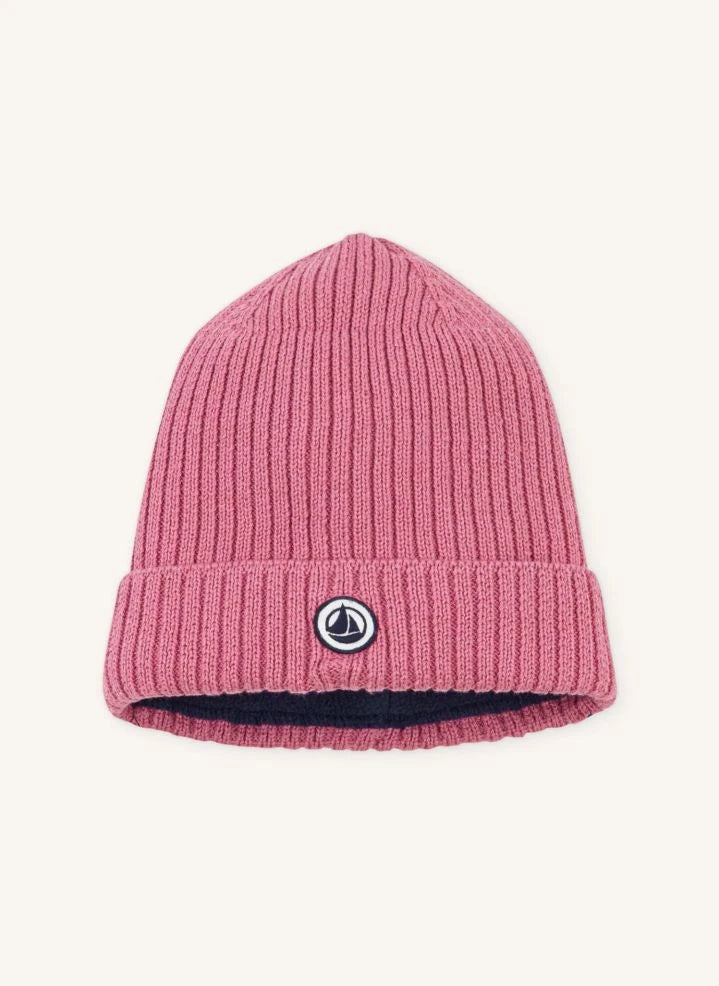 Petit Bateau - Gorro forrado de algodón orgánico | Rosa empolvado
