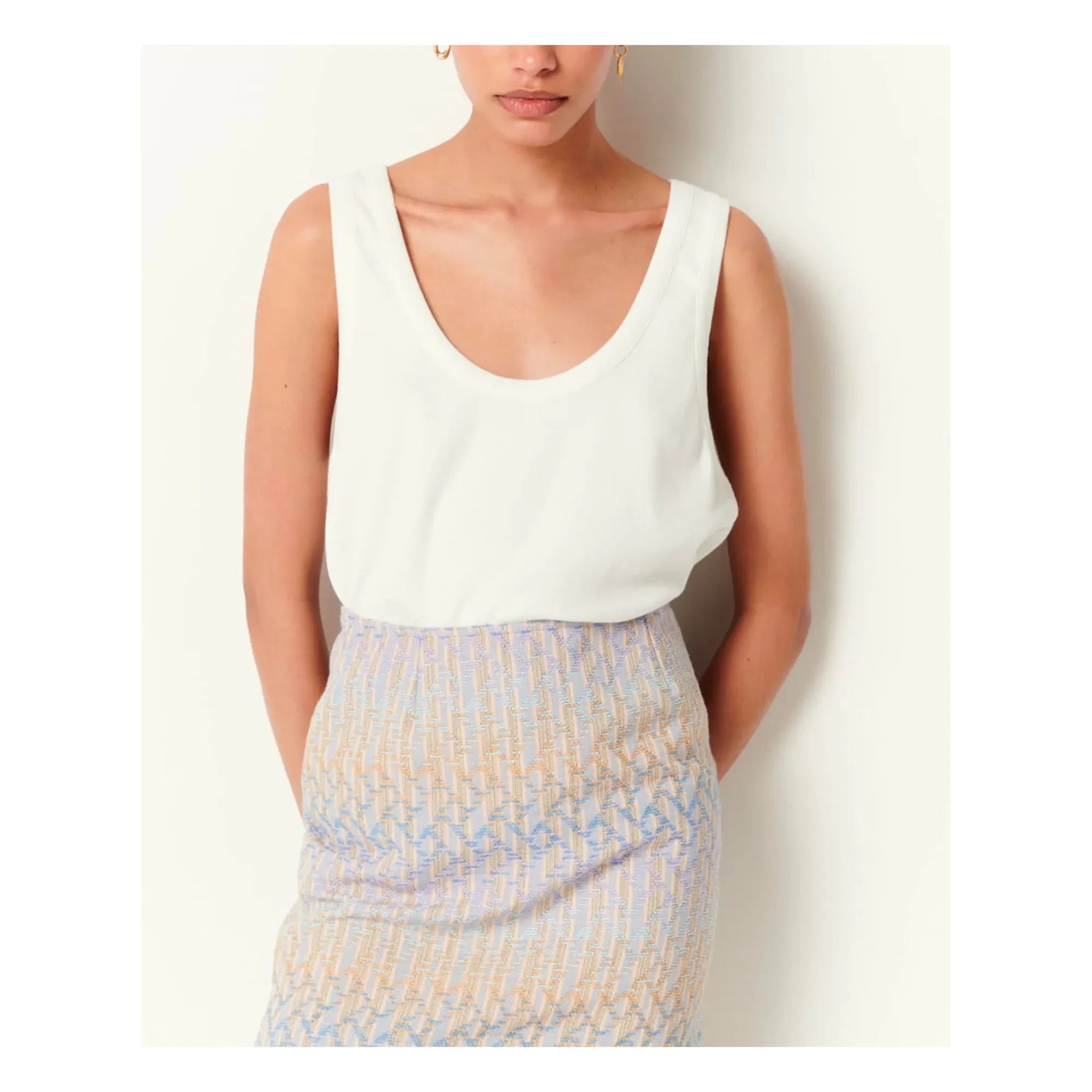 Sessùn - Camiseta de tirantes acanalada | Blanco óptico