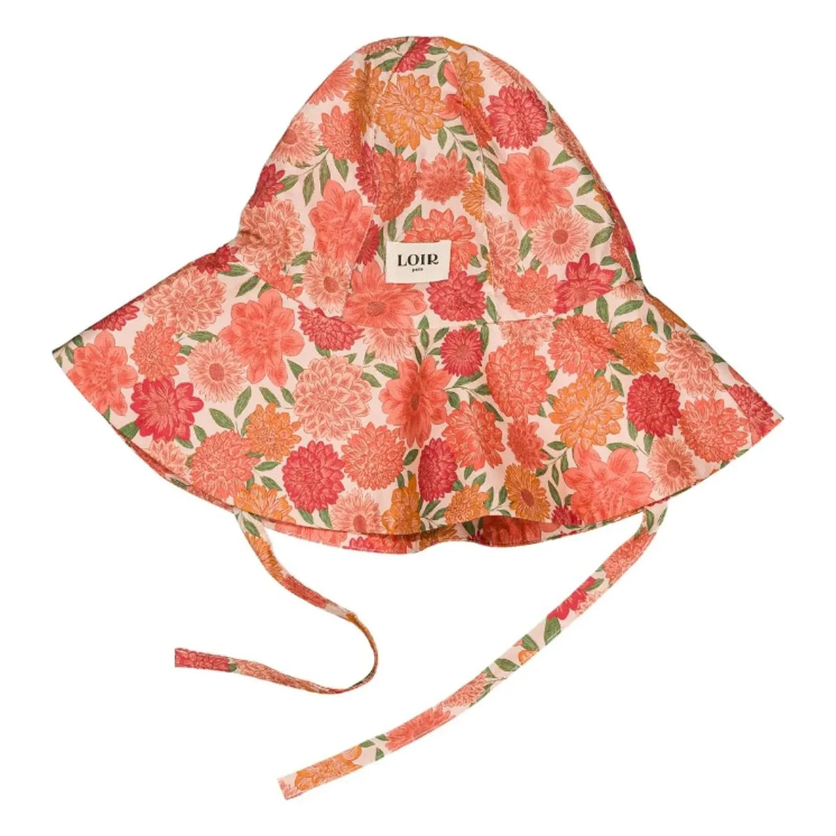Loir - Sombrero de Algodón Orgánico Toscana con Flores | Coral