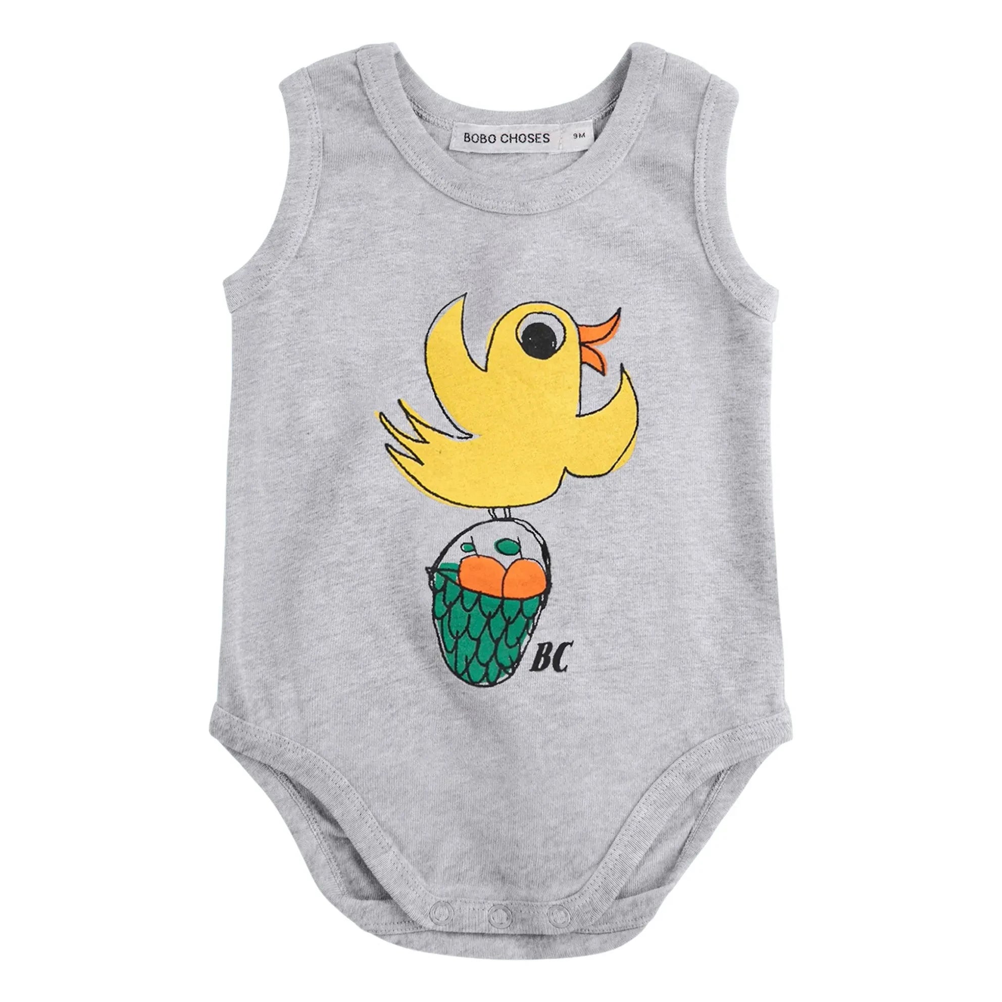 Bobo Choses - Body de tirantes de algodón orgánico Oiseau | Gris jaspeado