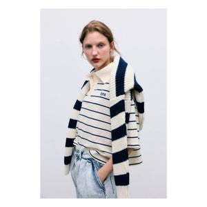 the new society - Musa Jersey de rayas | Azul noche