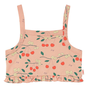 Tinycottons - Camiseta de volantes de algodón orgánico Cherry | Rosa