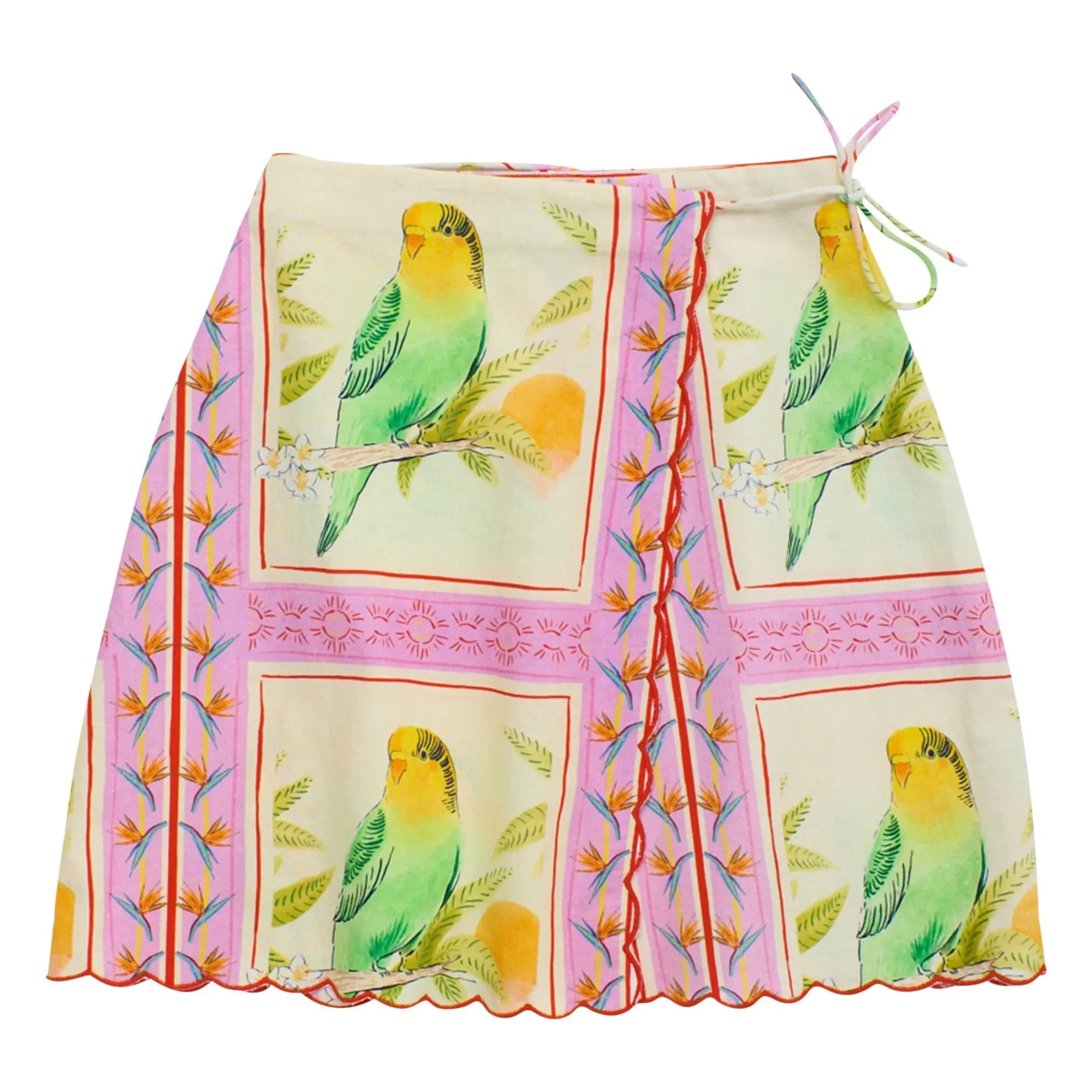 Maison Mangostan - Falda patchwork Birds | Rosa