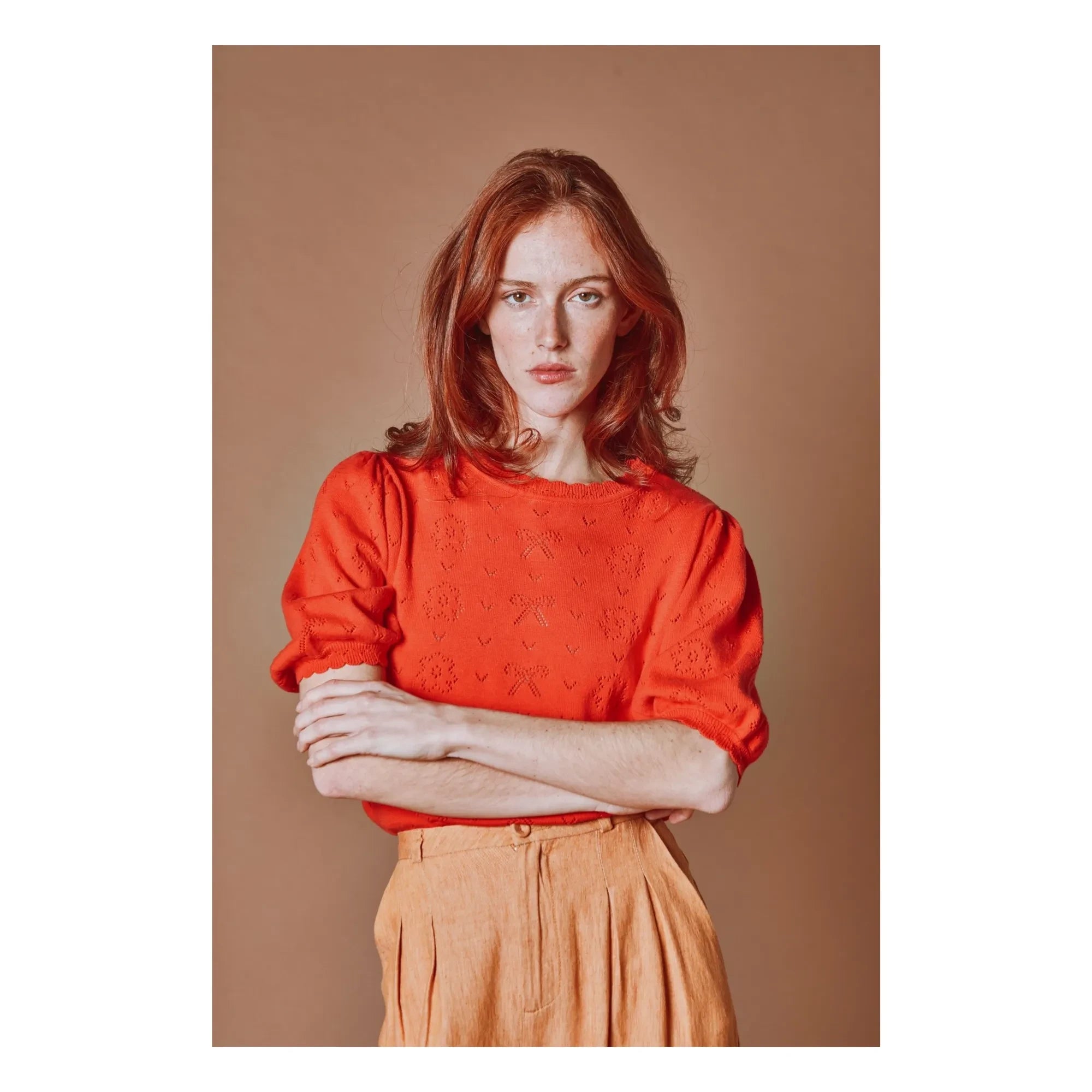 Emile et Ida - Jersey de algodón orgánico anudado con punto calado | Poppy