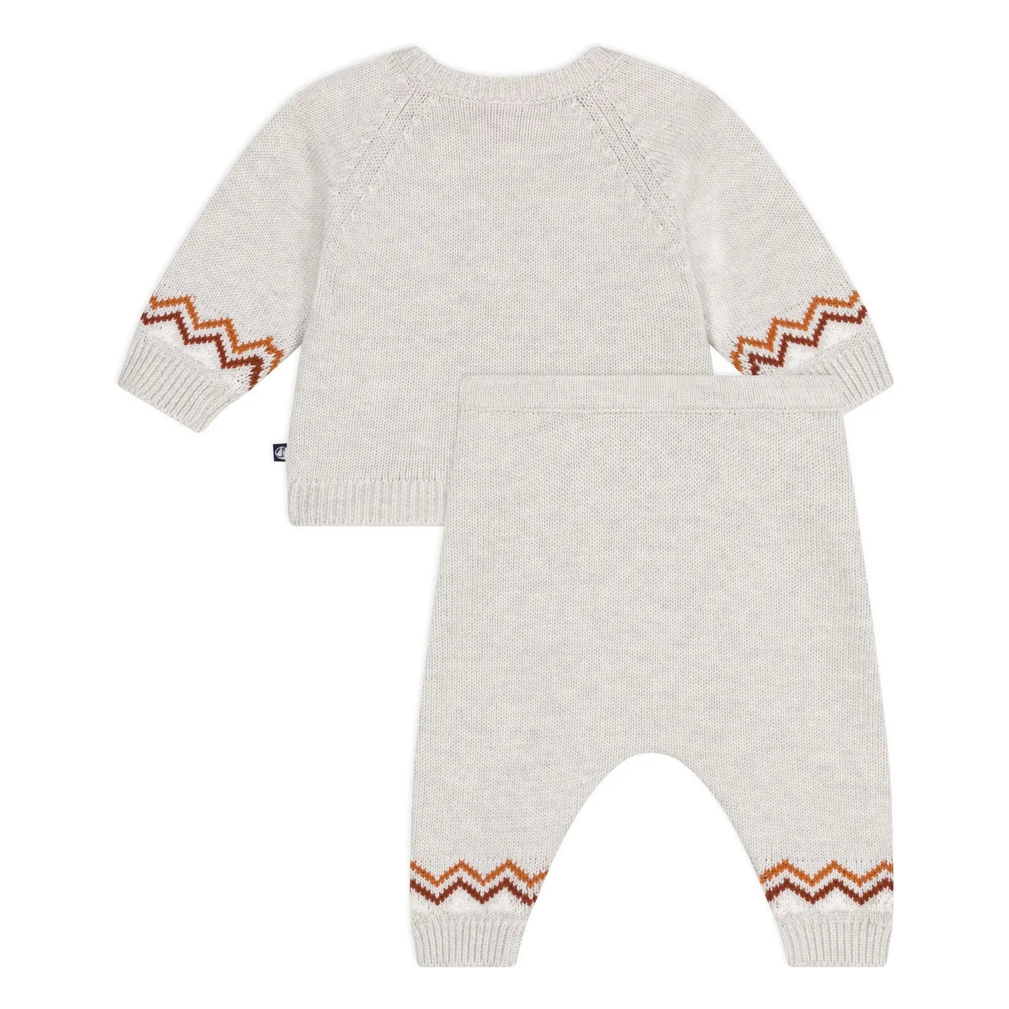 Petit Bateau - Conjunto de Jersey y Pantalón de Lana P'tit Cœur | Beige jaspeado