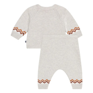 Petit Bateau - Conjunto de Jersey y Pantalón de Lana P'tit Cœur | Beige jaspeado