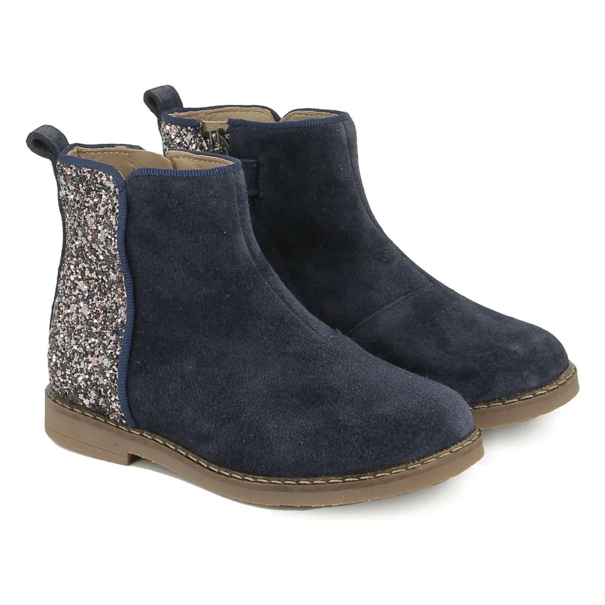 Pom d'Api - Botines de terciopelo con purpurina Trip Back | Azul marino
