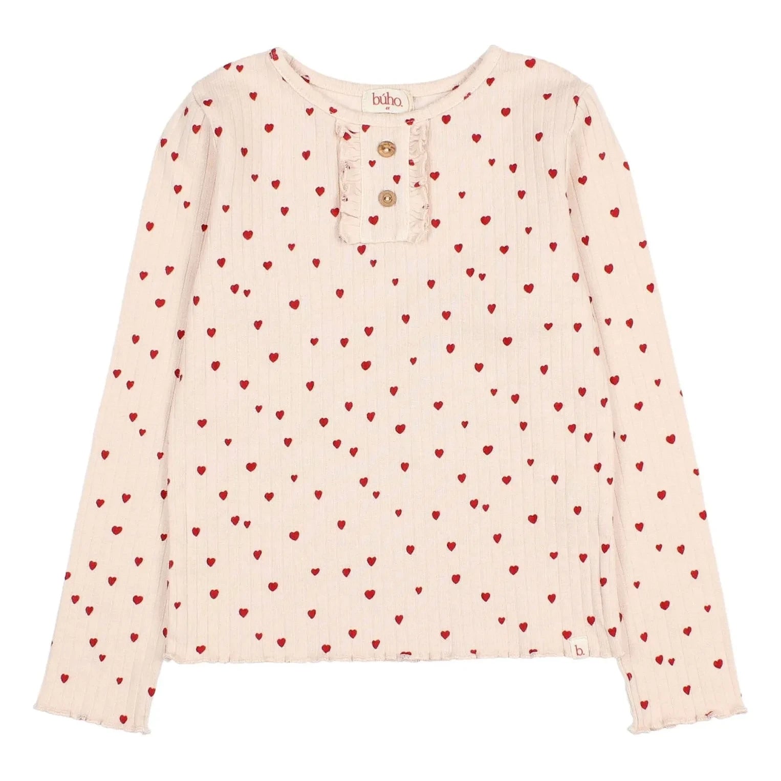 Búho - Camiseta Mini Corazones | Rosa Claro