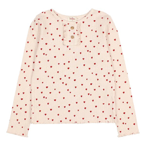 Búho - Camiseta Mini Corazones | Rosa Claro