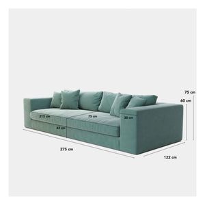 Sofá de terciopelo cepillado Panac Edition - Bellechasse para 4 personas - 275 cm | Gris carbón