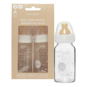 Hevea - Biberón de vidrio para bebé de 240 ml - Set de 2 unidades