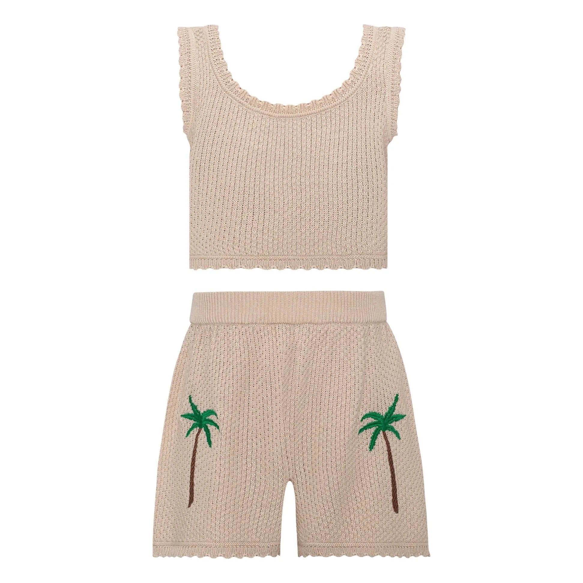 Pepita & Me - Conjunto de top y pantalón corto Rocky Maille Palm | Marfil