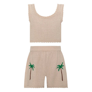 Pepita & Me - Conjunto de top y pantalón corto Rocky Maille Palm | Marfil