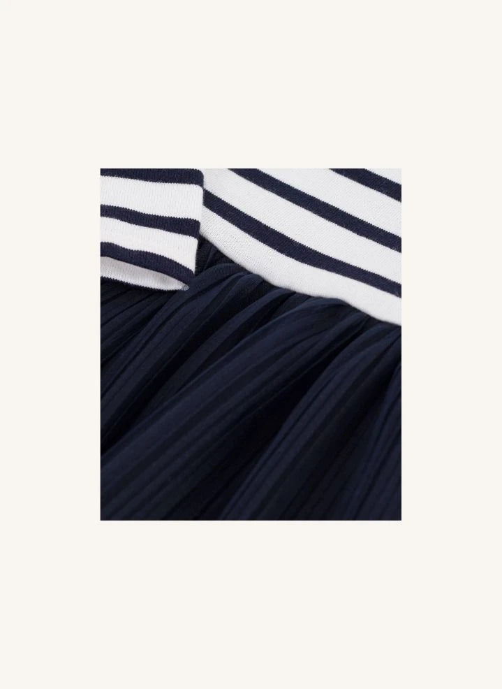 Petit Bateau - Vestido de tul a rayas para bebé | Azul marino