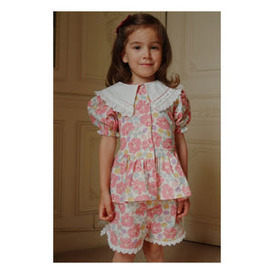 Konges Sløjd - Blusa de algodón orgánico con cuello de corazón | Rosa