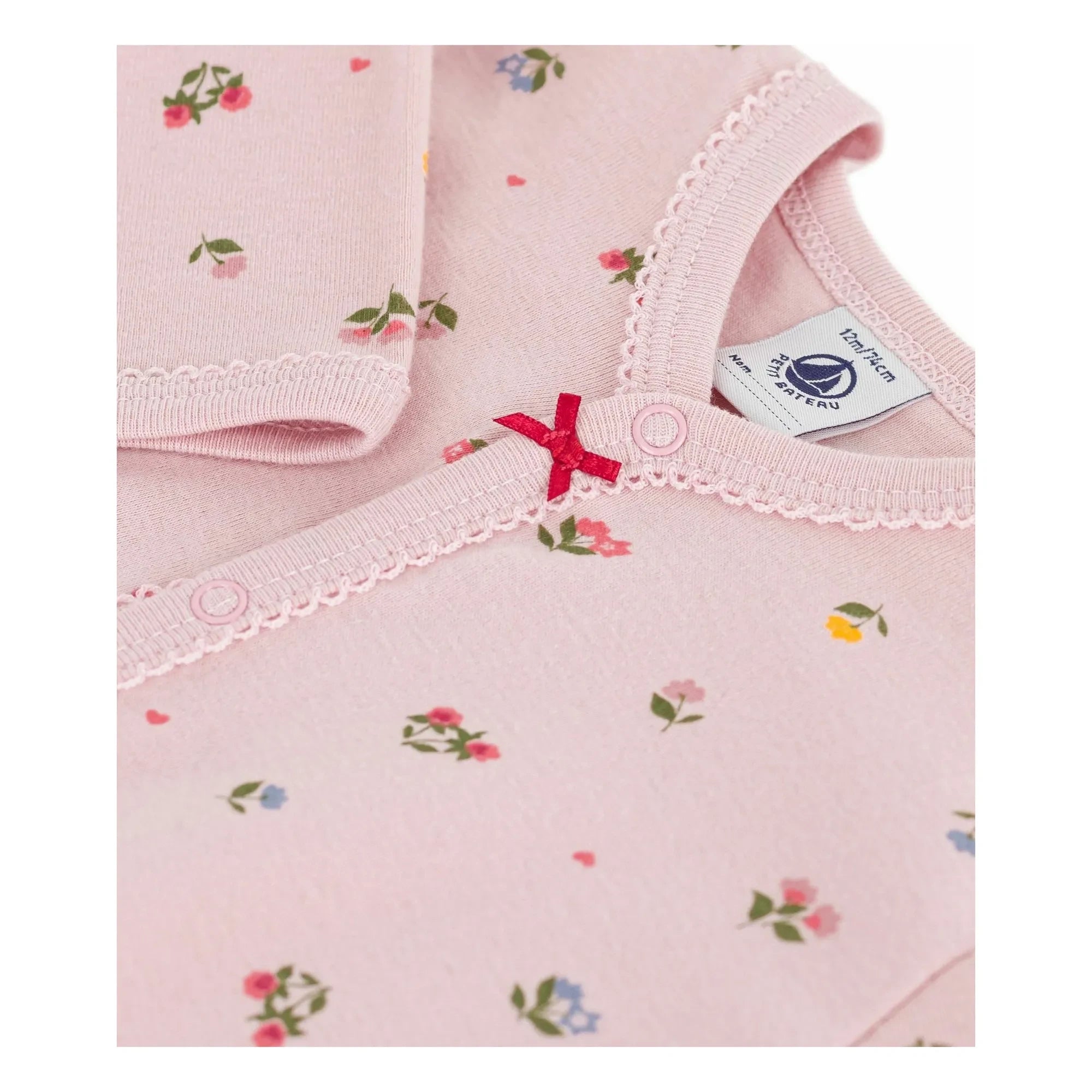 Petit Bateau - Pijama de dormir de algodón orgánico con estampado floral | Rosa empolvado