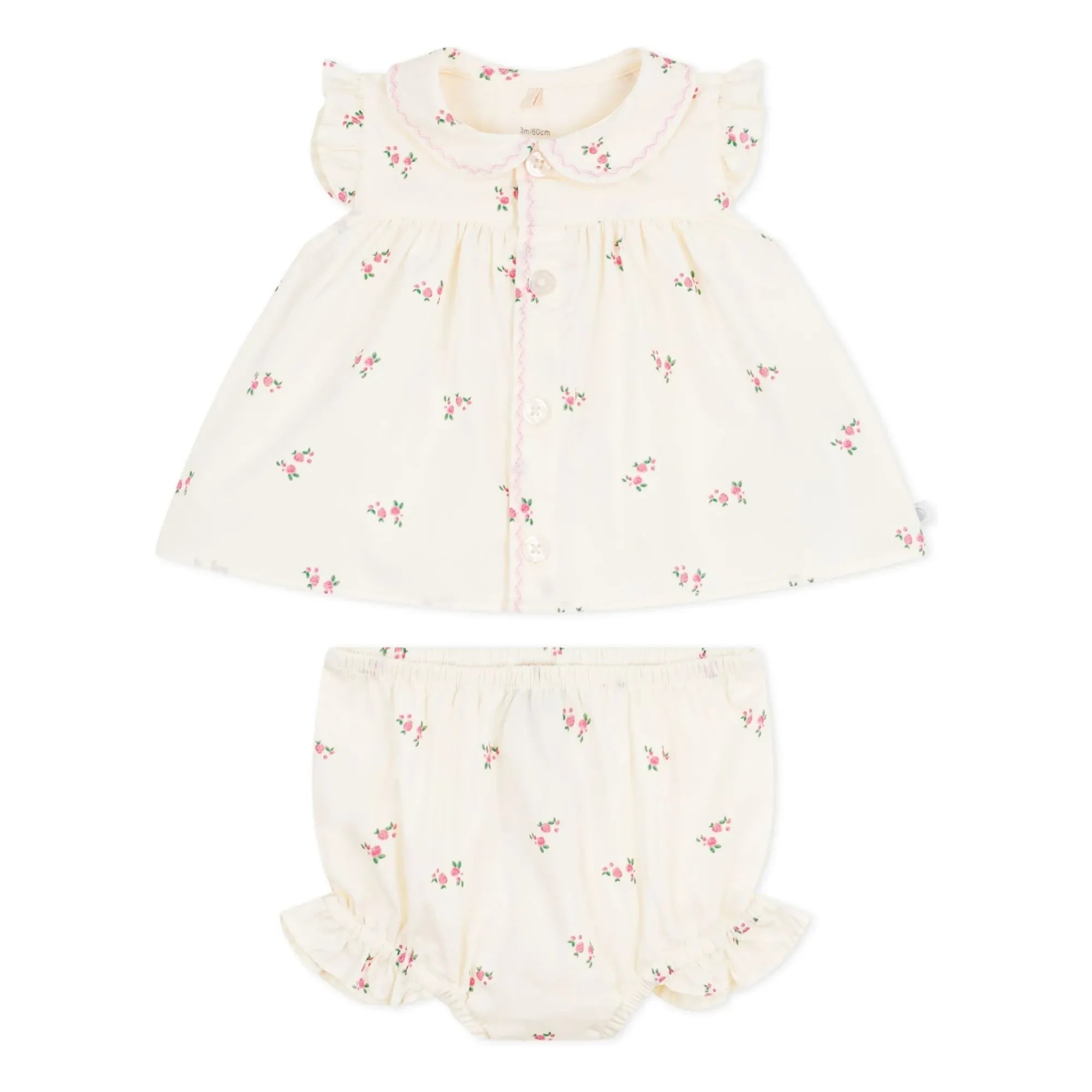 Petit Bateau - Conjunto de blusa y braguita tipo bloomer de popelín de algodón orgánico | Crudo