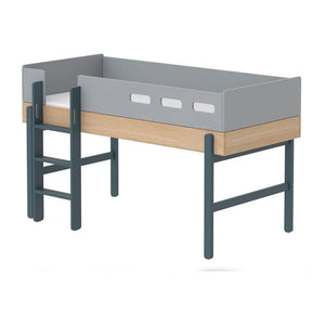 Cama alta Flexa - Popsicle de altura media con escalera 90x200cm | Azul