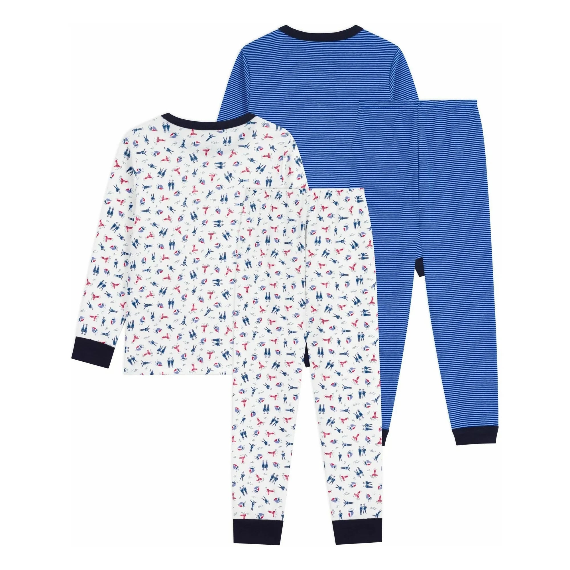 Petit Bateau - Conjunto de pijama de 2 piezas con ribete en contraste | Azul