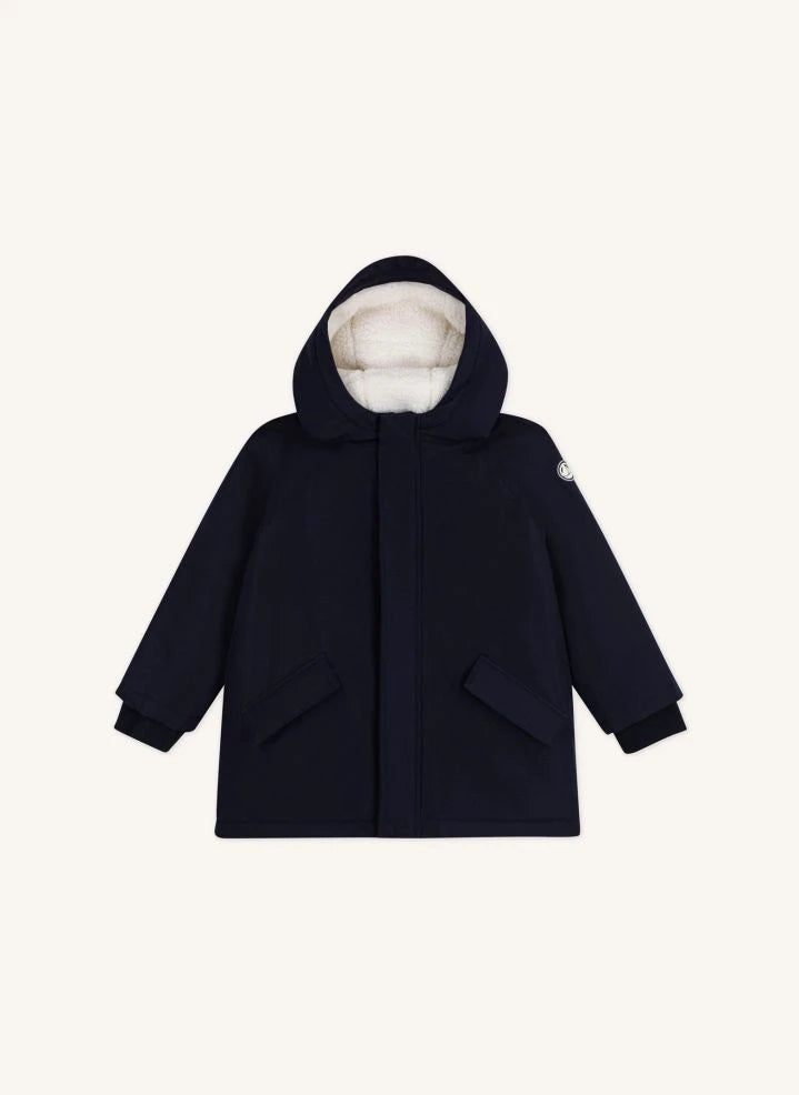 Petit Bateau - Parka con cremallera, forro de borreguillo | Azul noche