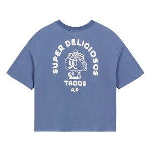 a.p - Camiseta de algodón orgánico Super Tacos | Azul noche
