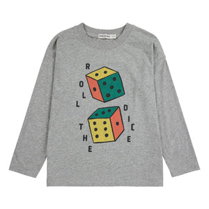 Bobo Choses - Camiseta de manga larga Roll The Dice de algodón orgánico | Gris jaspeado