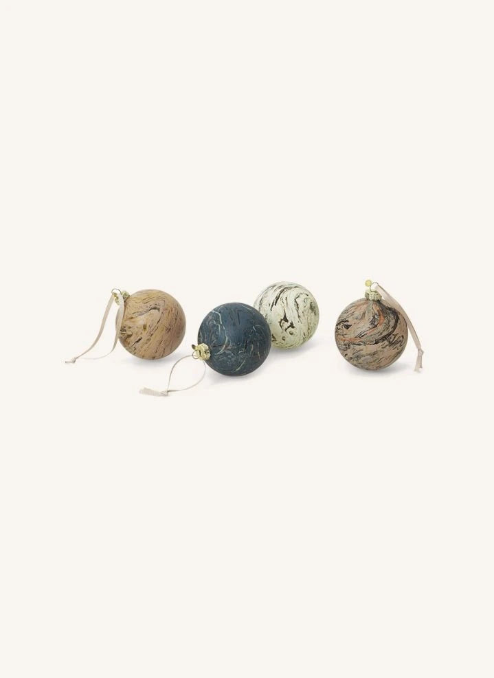 Ferm Living - Bola decorativa con efecto mármol - Set de 4