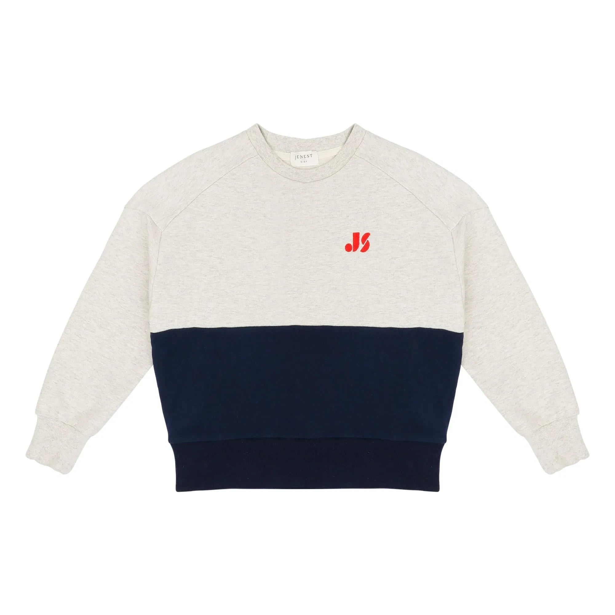 Jenest - Sudadera de algodón orgánico con bloques de color | Gris claro