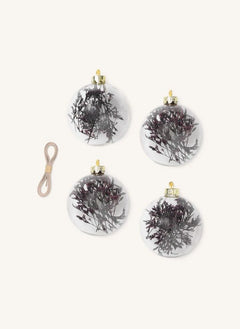 Ferm Living - Adornos de Navidad de Vidrio Flora - Set de 4 | Ciruela