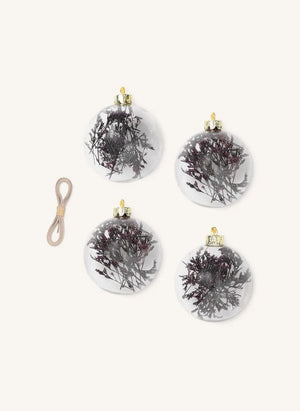 Ferm Living - Adornos de Navidad de Vidrio Flora - Set de 4 | Ciruela