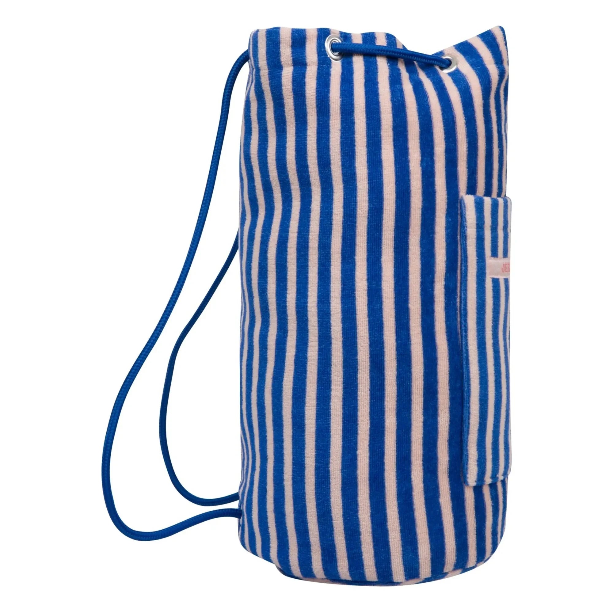Jera Mini - Mochila con bolsillo de toalla a rayas rosas | Rosa claro