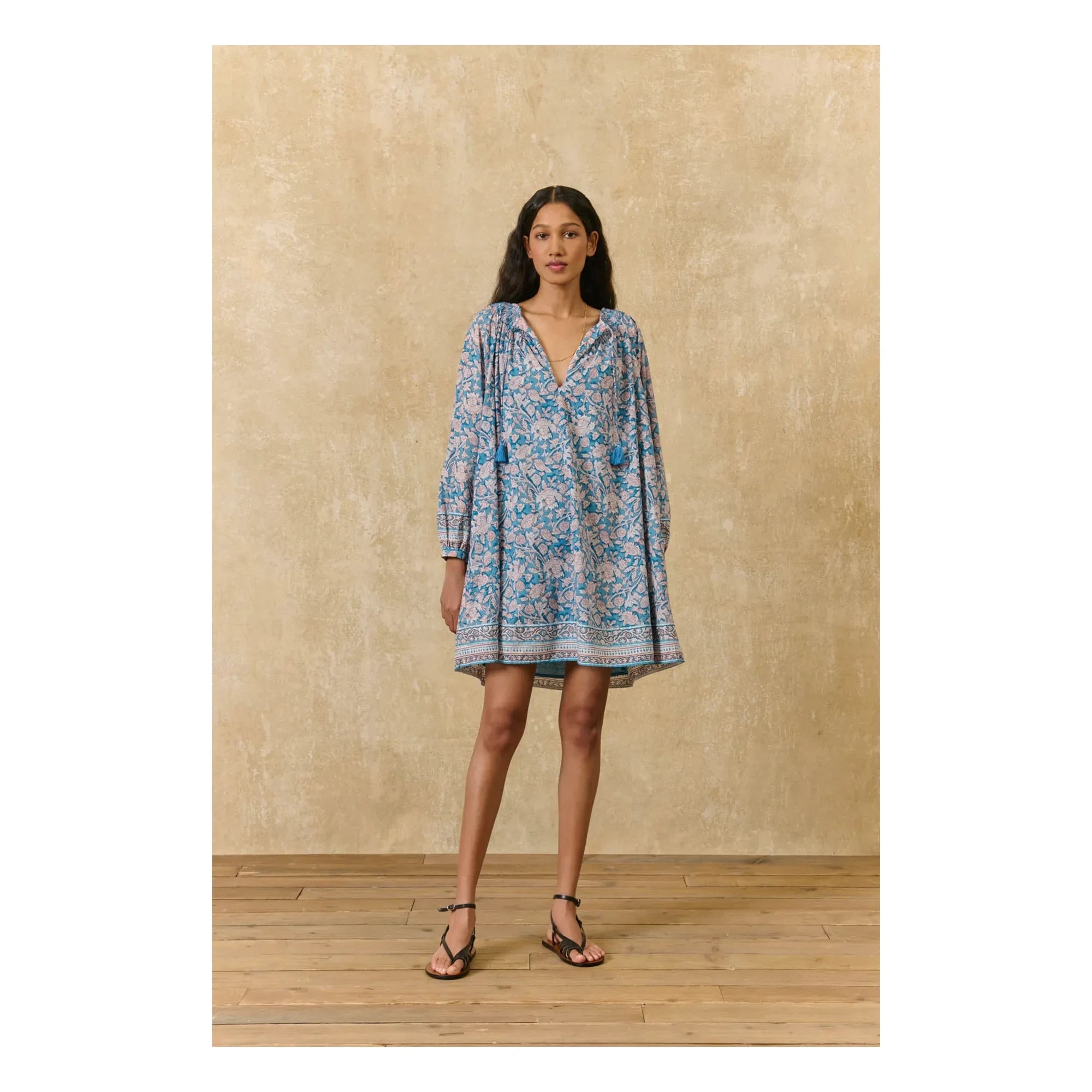 Louise Misha - Vestido de algodón orgánico Janice | Azul