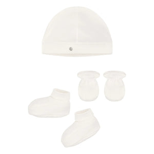 Petit Bateau - Conjunto de nacimiento de algodón orgánico de 3 piezas | Crudo