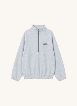 Cos I Said So - "Good Vibes Only" Sudadera con cremallera de algodón orgánico | Gris jaspeado