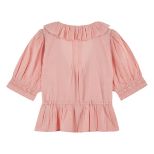 Emile et Ida - Blusa de algodón bordada con volantes | Rosa