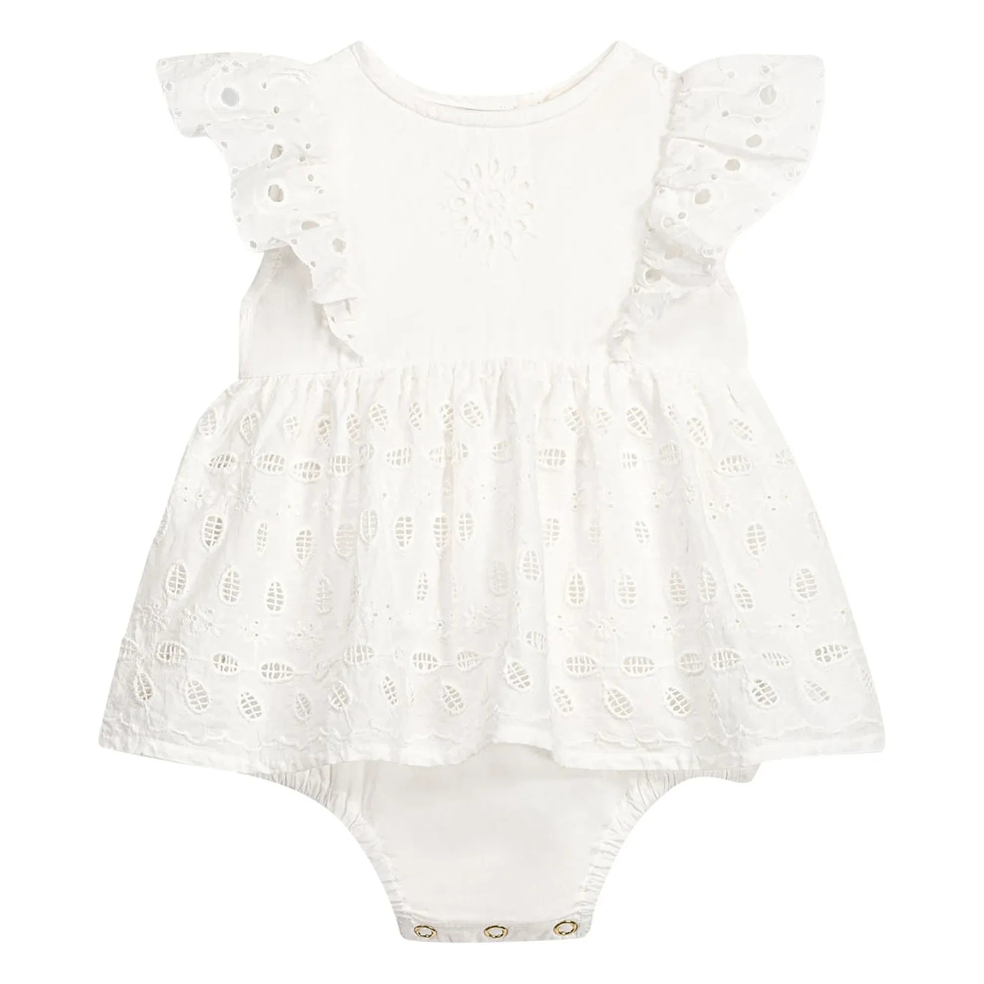 Louise Misha - Vestido de algodón orgánico Lenali con bordados | Blanco