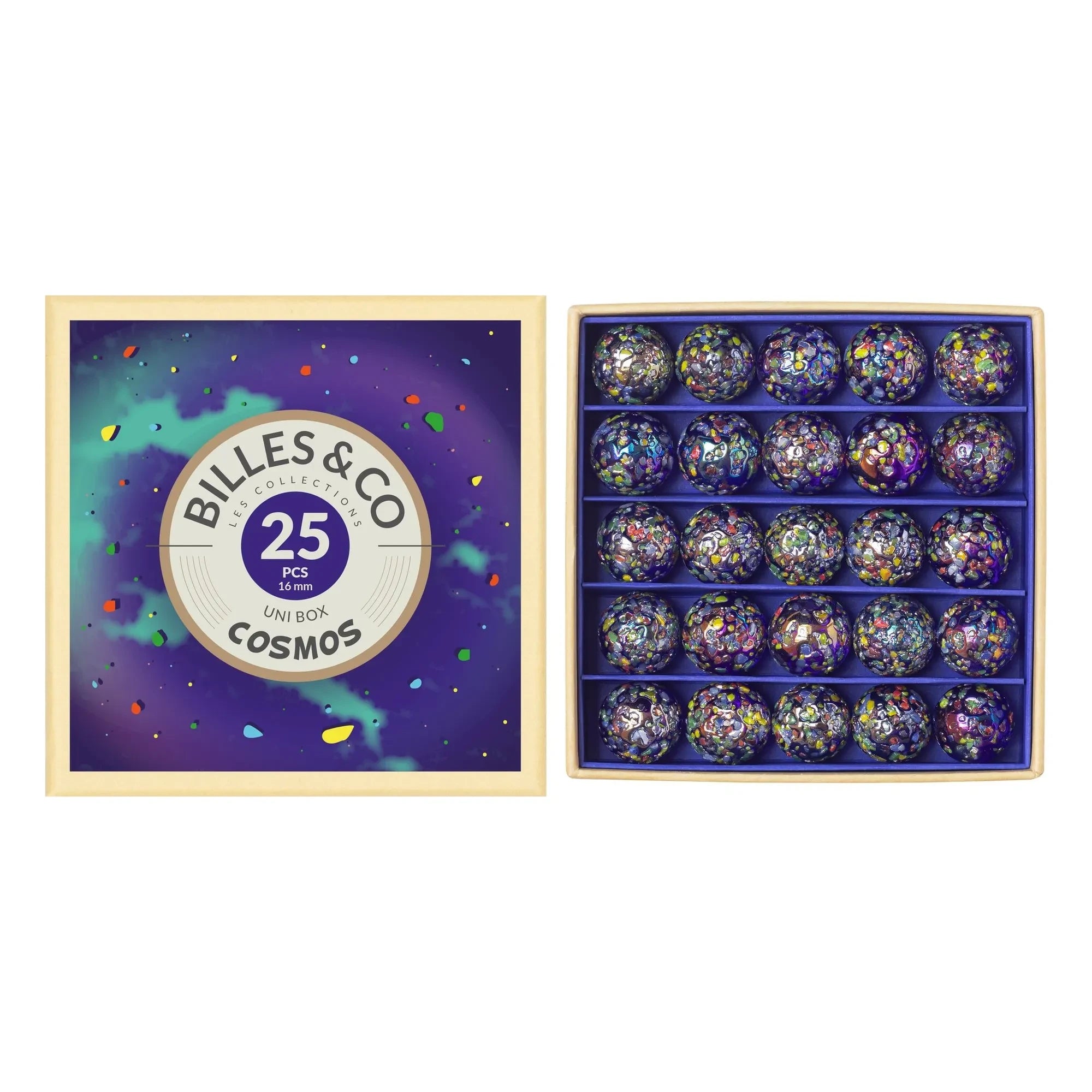 Billes & Co - Juego de 25 canicas Cosmos | Azul