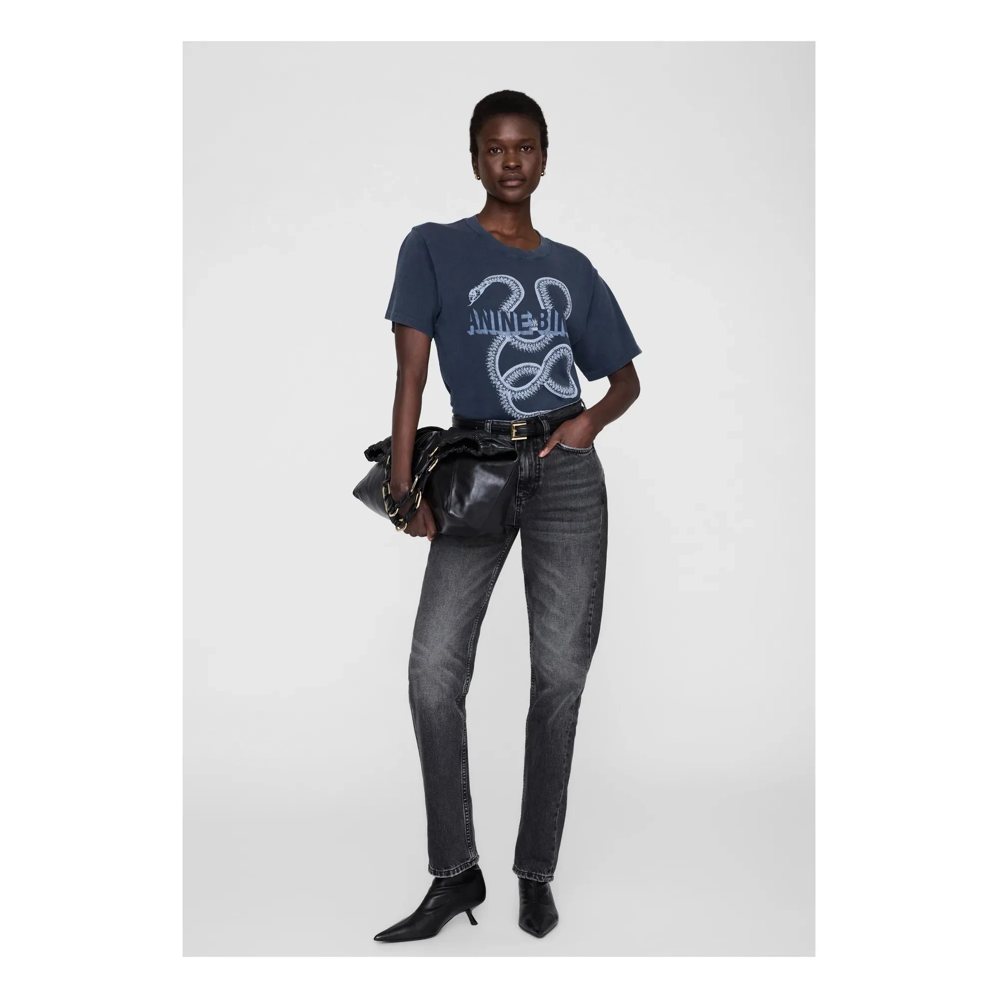 Anine Bing - Camiseta Lili Snake | Negro