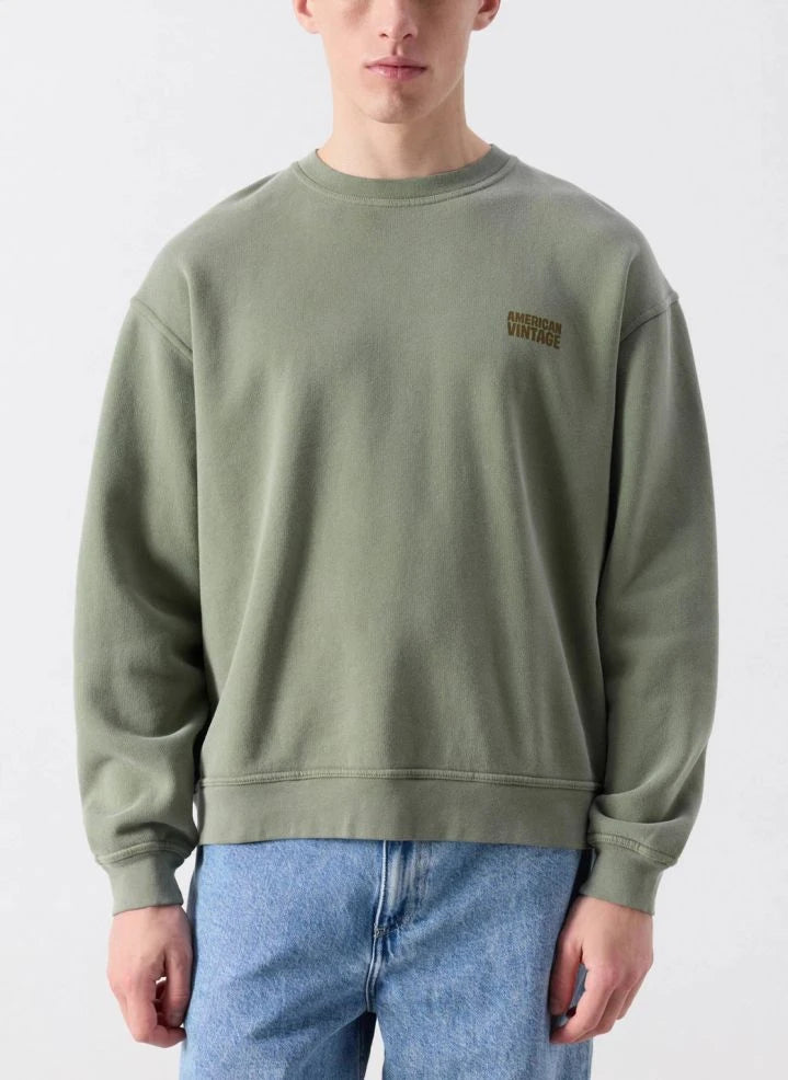 American Vintage - Sudadera Plizzy de cuello redondo | Caqui