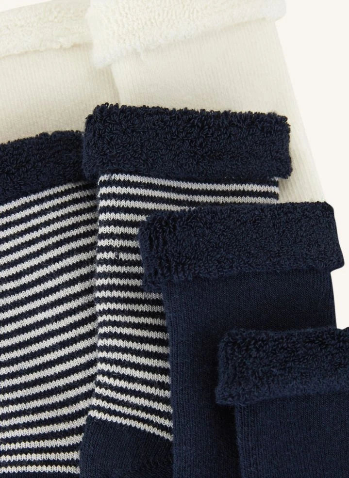Petit Bateau - Calcetines de algodón orgánico Mara - Set de 3 | Azul marino