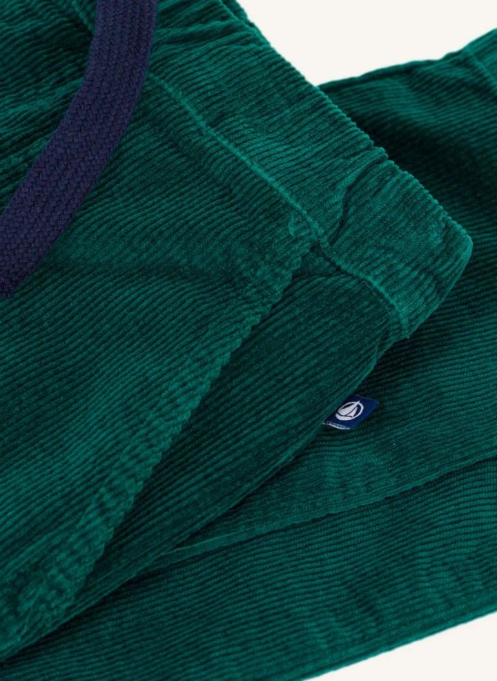 Petit Bateau - Pantalón de corte recto de terciopelo de algodón orgánico | Verde