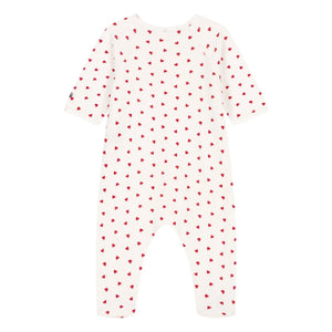 Petit Bateau - Pijama con pies Corazones Terciopelo Algodón Orgánico | Blanco