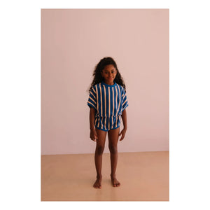 We Are Kids - Romy mameluco de toalla de algodón orgánico a rayas | Azul