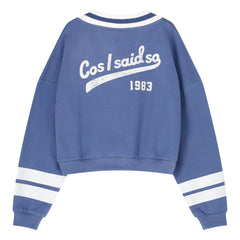 Cos I Said So - Sudadera con rayas de algodón orgánico y cuello en V | Azul