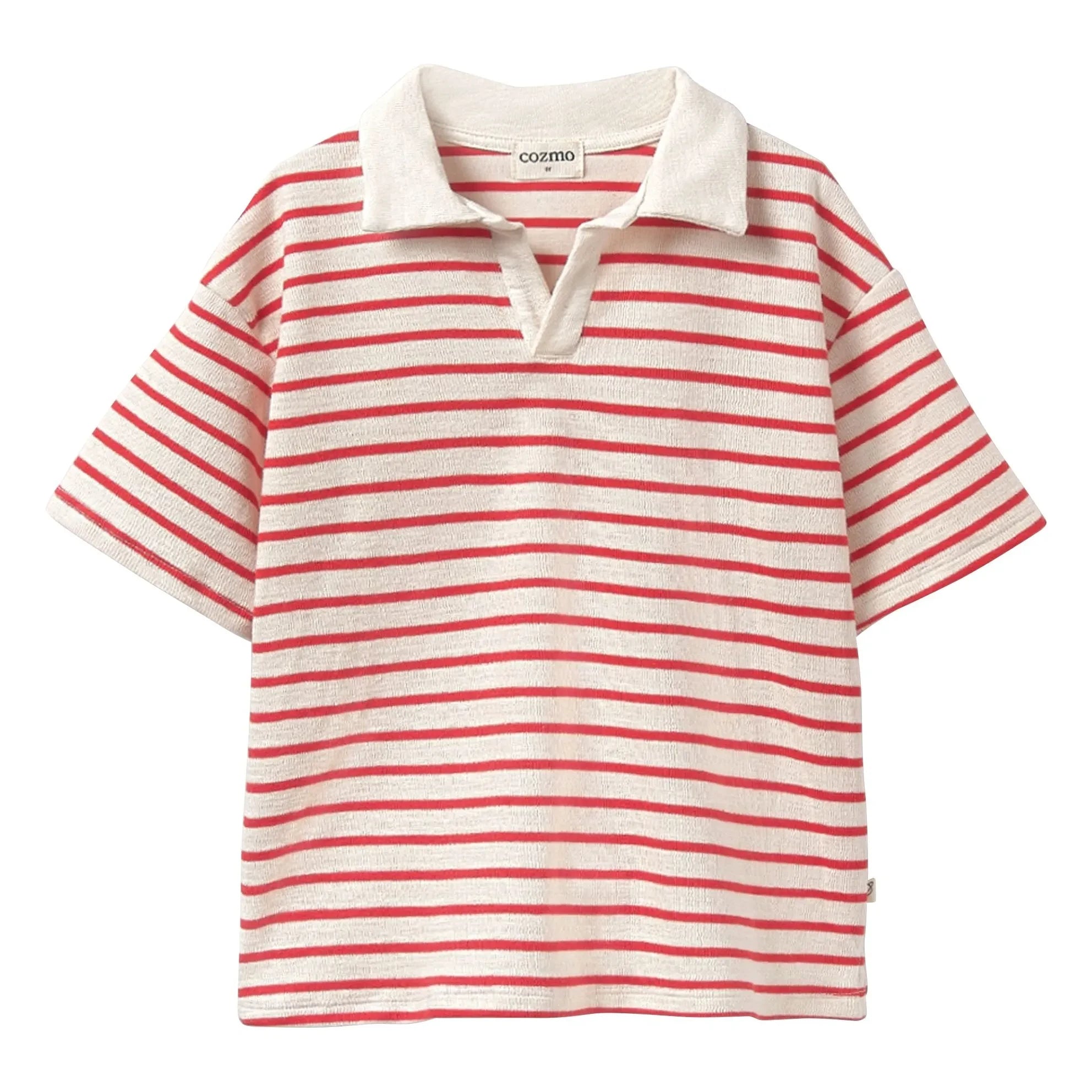 Cozmo - Polo de algodón orgánico a rayas de Drake | Rojo
